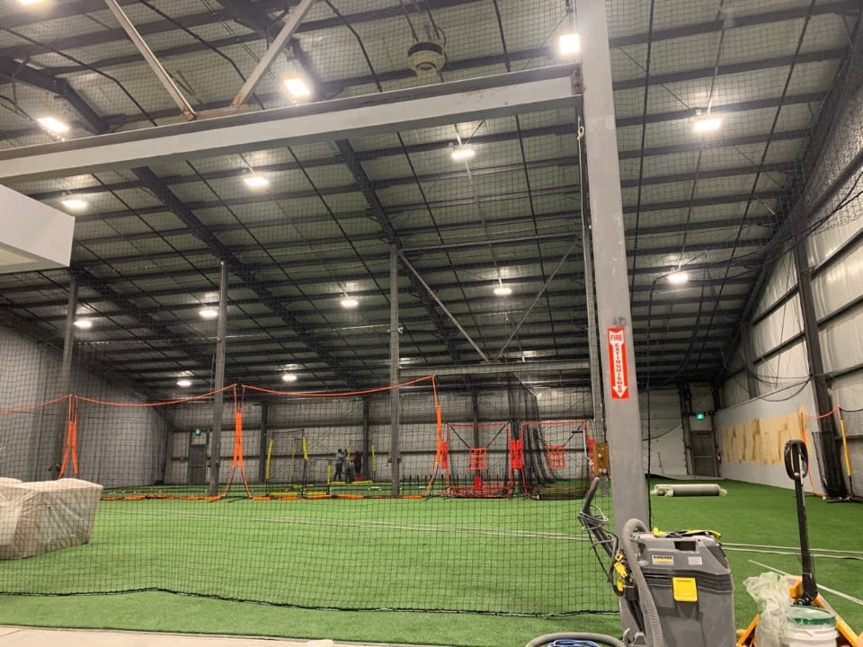 finished turf and batting cage installation