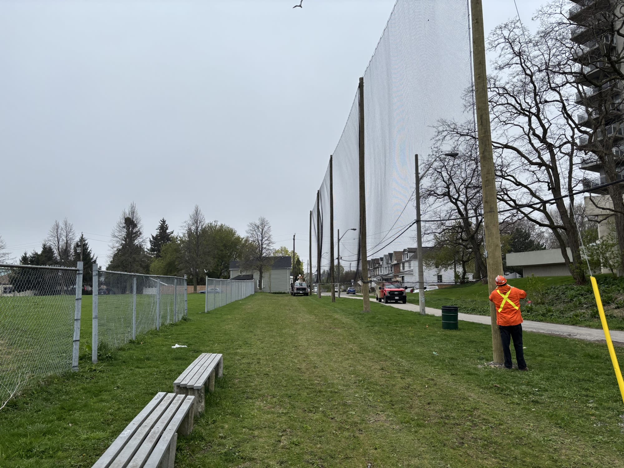netting protecting from stray balls
